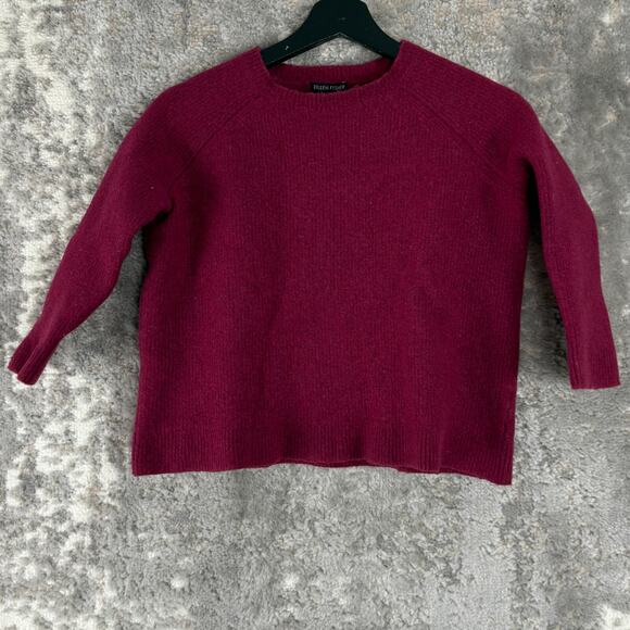 Eileen Fisher Sz S Wool Cashmere Blend Italian Yarn Sweater Burgundy 3/4 Sleeve - Picture 1 of 7